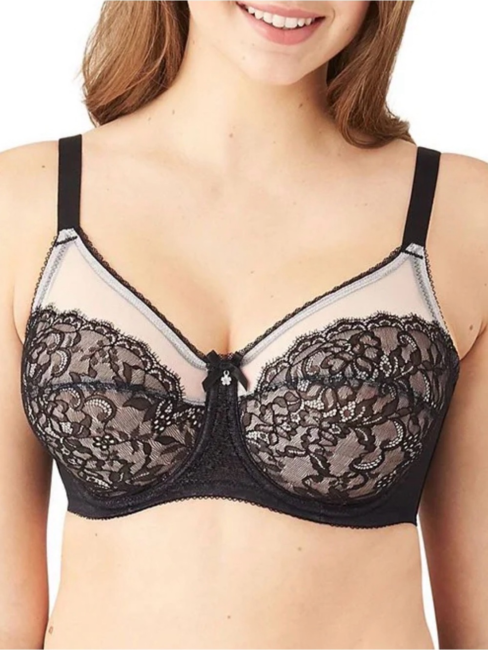 Wacoal Retro Chic Full Figure Underwire Lace Bra Black/white 38D 855186